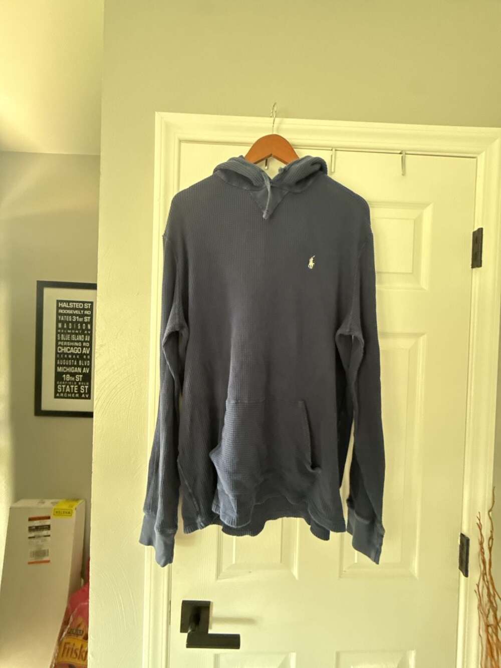 Polo Ralph Lauren Waffle Knit Cotton Hoodie Blue XXL